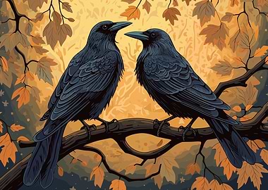 Two black ravens