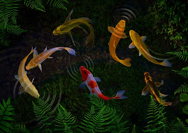 Koi fish on the surface