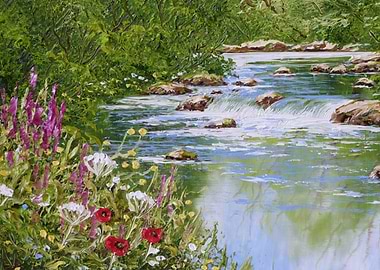 Spring River Flowers Paint