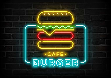 Burger Cafe Neon