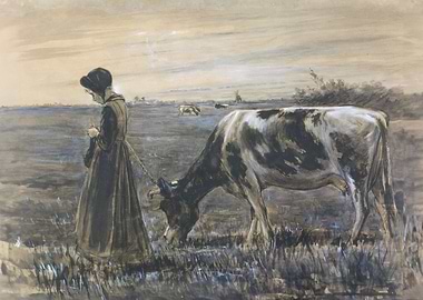 Girl with cow