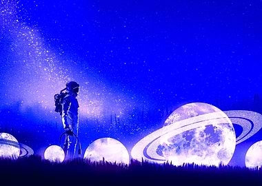 Astronaut Gazing at Stars