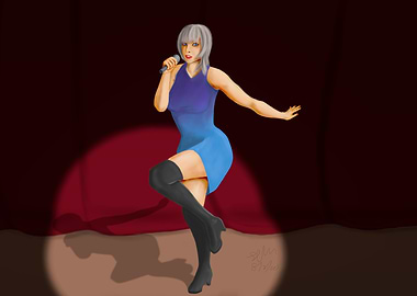 Singer in a Blue Dress