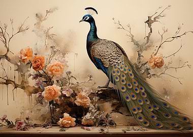 Peacock still life