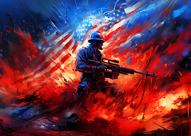 USA Veteran Abstract Deco