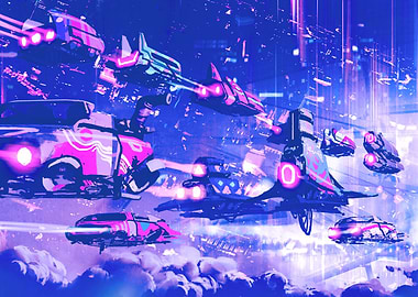 Flying Car Cyberpunk