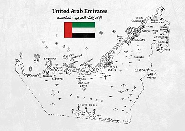 Handdrawn UAE Map