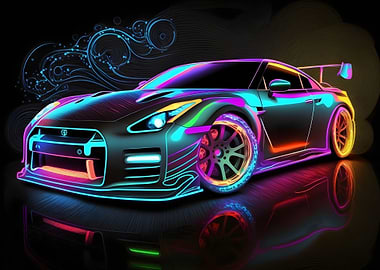 Neon Painted Nissan GTR 35