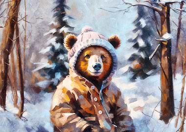 Bear in winter clothing