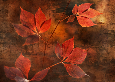 Autumn red leaves in park