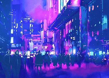 People Walking Cyberpunk