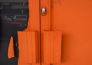 orange metal door cars