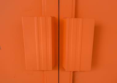 orange colored door handle