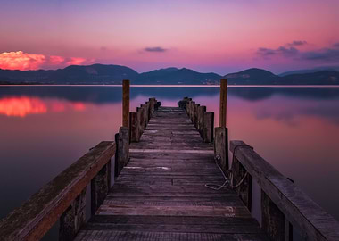 Wooden pier at twilight