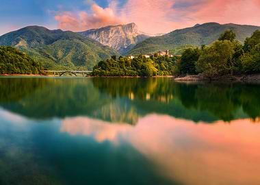 Sunset over the lake