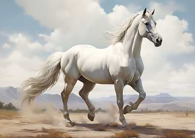 Running white horse