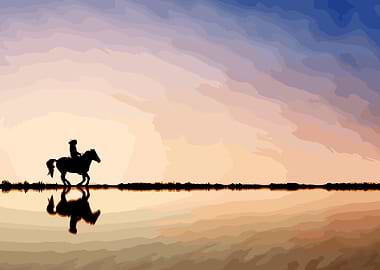 riding a horse in nature