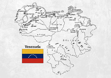 Handdrawn Venezuela Map