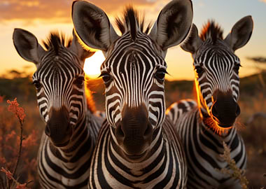 Three zebras