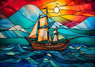 Stained Glass Pirate Ship