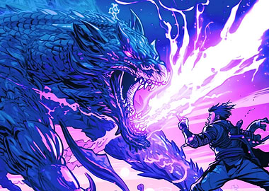 Ninja Fighting Dragon