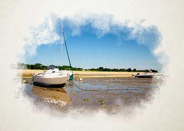 Watercolor of boats laying