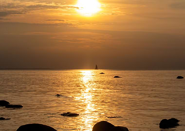 The sunset over the sea