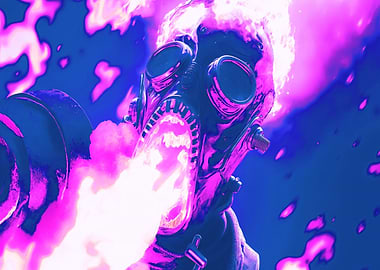 Person Wearing Gas Mask