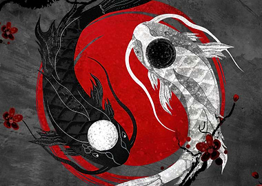 Yin Yang Fish koi anime