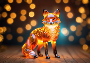 Orange fox statuette bokeh