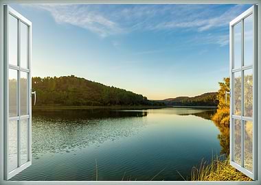 Open window river nature