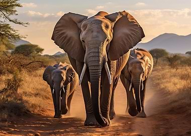 Three Elephants Animals