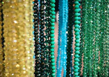 green blue yellow beads