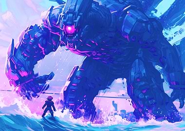 Robot Fighting Monster