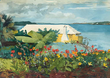 Flower garden and bungalow