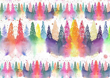 Colorful Forest of Pine Tr