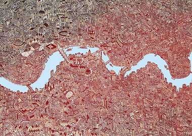 Red retro London city map