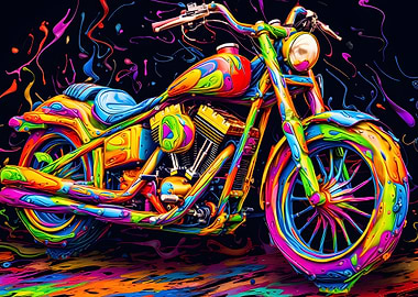 Watercolor Motorcycle Deco