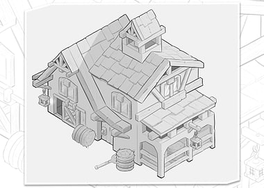 farm house autumn sketch