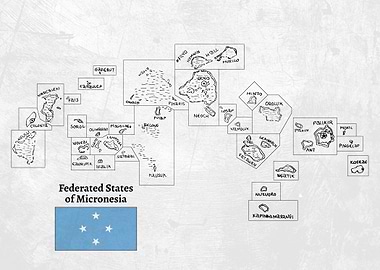 Handdrawn Micronesia Map