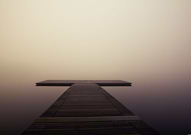 Wooden pier in the fog
