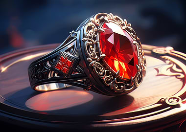 Red Ruby Crystal Gold Ring
