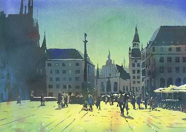 Munich Germany skyline art