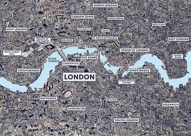 London poster print map