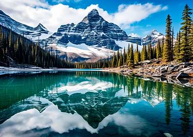 Mountains at lake nature