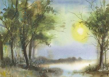 Colorful landscape sunset