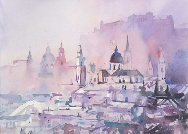 Salzburg skyline painting