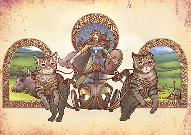 Freya on her Cat Chariot