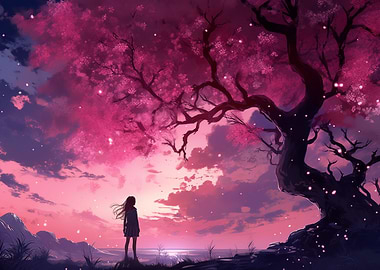 Girl Under A Sakura Tree