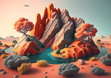 Surreal vibrant landscape